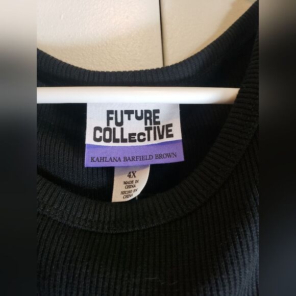 2/$25🆕️ Future Collective Kahlana Barfield Brown 4x Black Cut Out Crop Tank Top - Picture 7 of 10